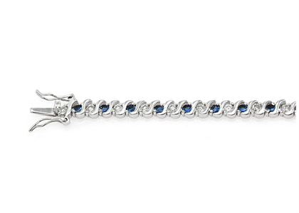 Silver Plated CZ Studded Blue Sapphire Tennis Bracelet